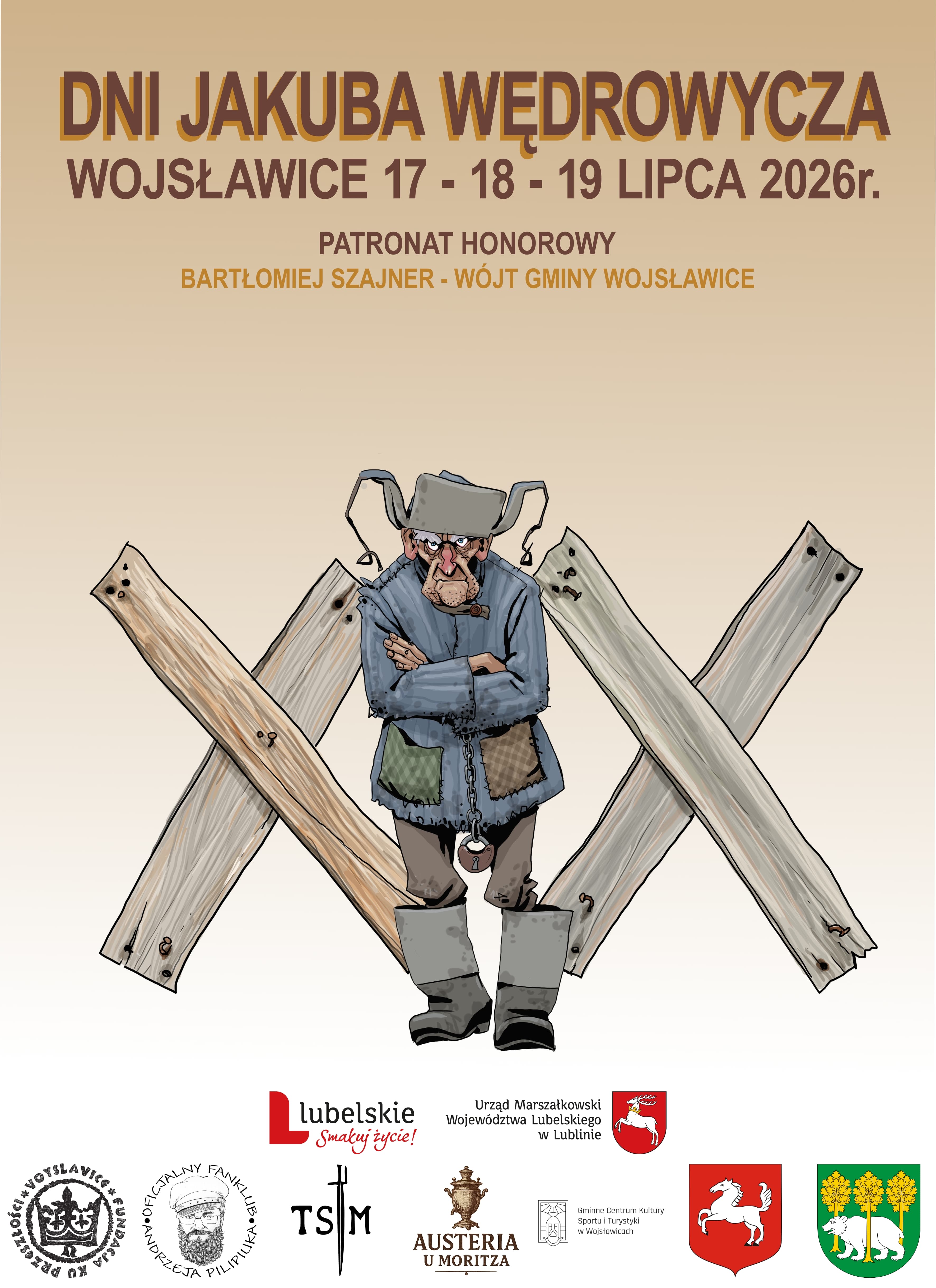 Plakát XIX. Dnů Jakuba Wędrowycze, Wojsławice, 17.–19. července 2026